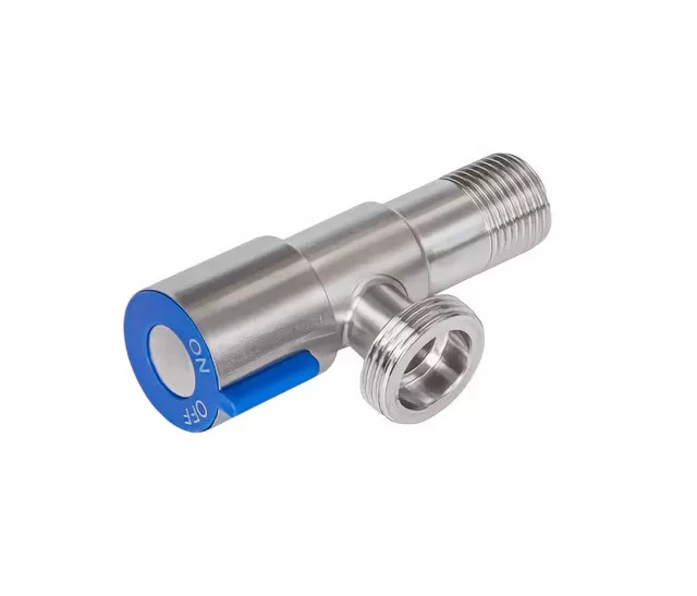Кран угловой TIM BL5852.03S кеамическая кран-букса, нерж. сталь 1/2"х3/4"