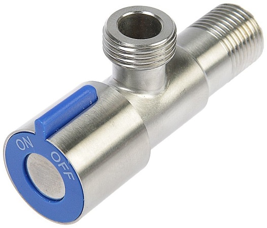 Кран угловой TIM BL5852.02S угловой керам. кран-букса, нерж. сталь 1/2"х1/2"