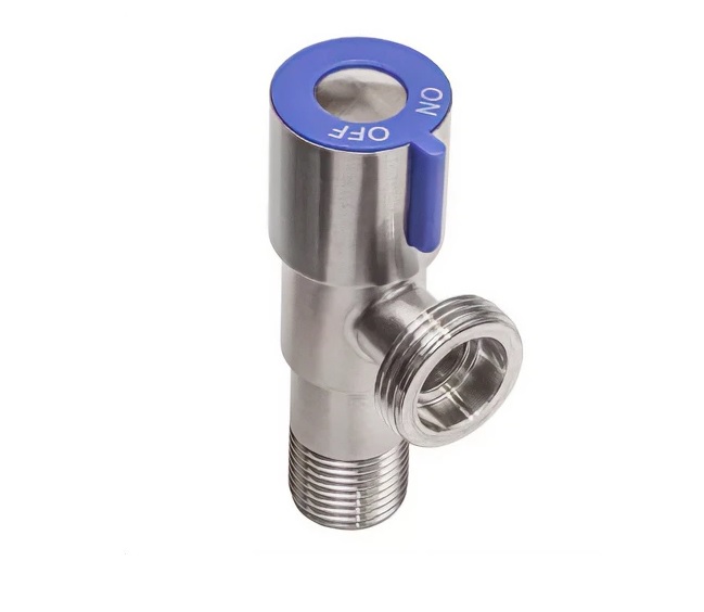 Кран угловой TIM BL5852.02S угловой керам. кран-букса, нерж. сталь 1/2"х1/2"