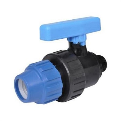 Шаровой кран компрессионный Ø25 - 3/4"НР PN16 ПНД