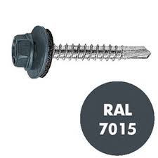 Саморез 4,8*35 RAL7015 кровельный по дереву т.сер