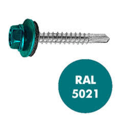 Саморез 4,8*70 RAL5021 кровельный по дереву м.волн