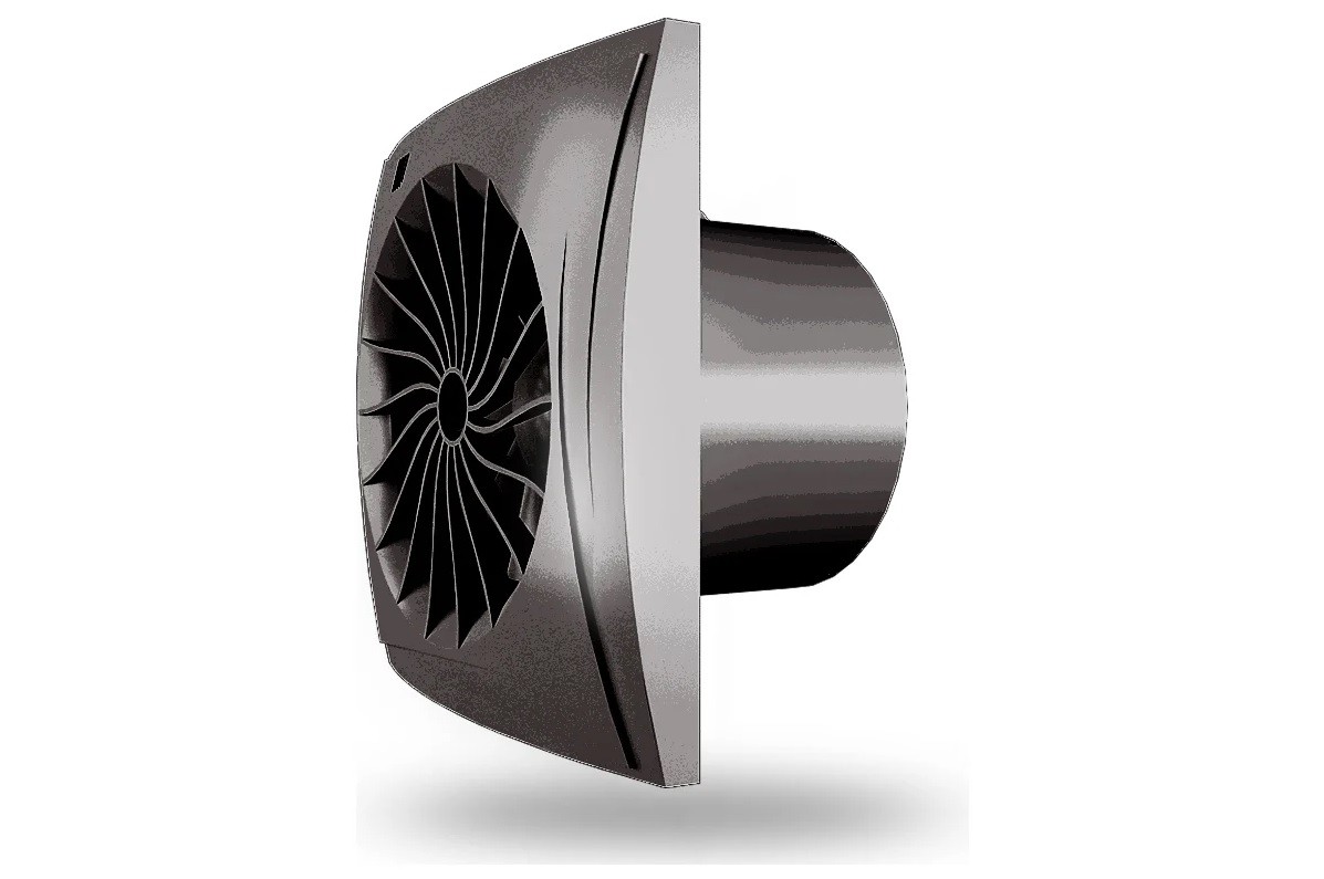 Вентилятор ZERNBERG Lazurit 100 gloss black, Ø100, 8Вт,97м³/ч, 25дБ, ш.подшипник, об.клапан