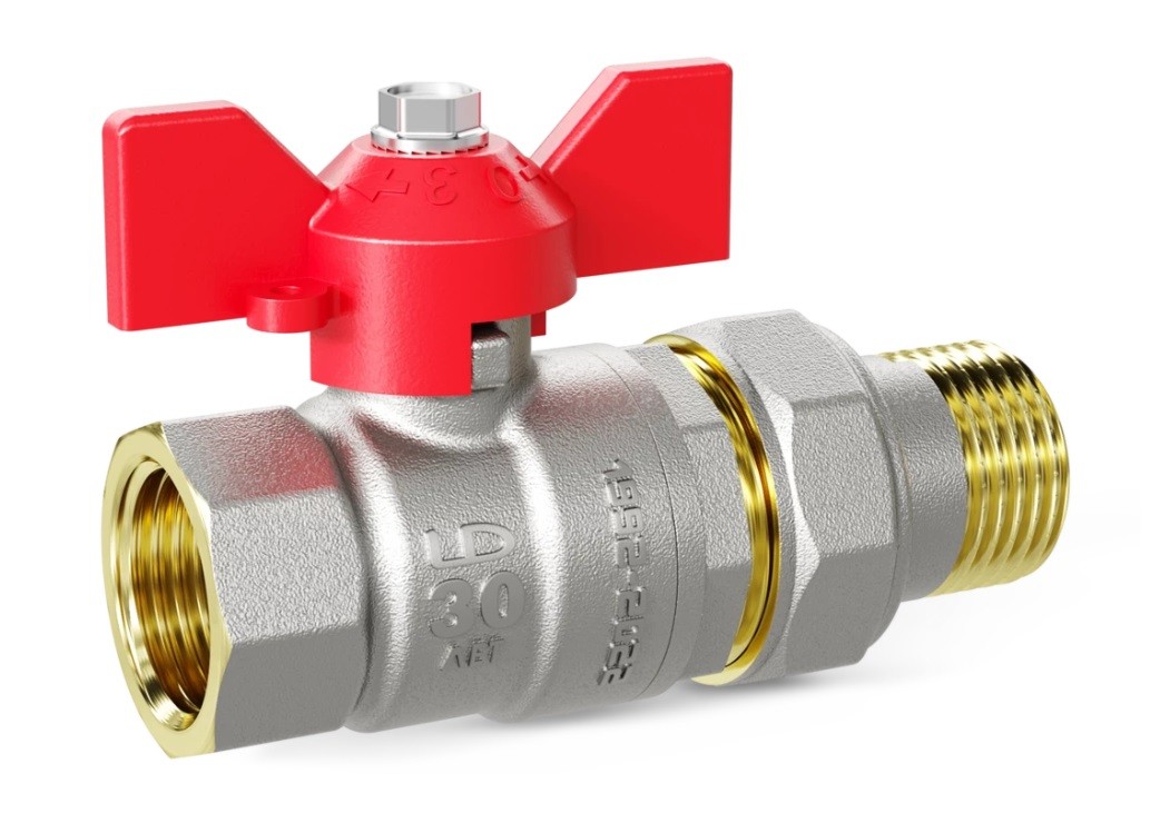 Кран шаровой LD Pride 1/2" В/Н/Ш американка бабочка Ду15 Ру40 (red)
