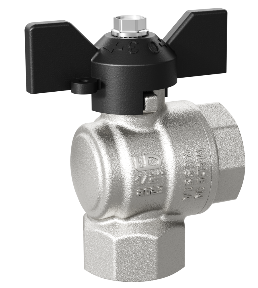 Кран шаровой LD Pride 1/2" В/В УГЛОВОЙ бабочка Ду15 Ру40 (15)