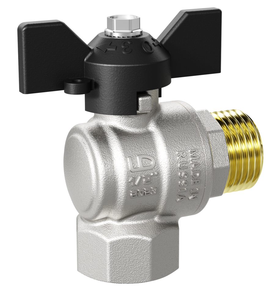 Кран шаровой LD Pride 1/2" В/Н УГЛОВОЙ бабочка Ду15 Ру40 (16)