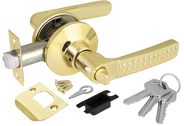 Ручка защелка DK626 PB-ET (6026 PB-E) (кл./фик.) золото (36835) (PUNTO)