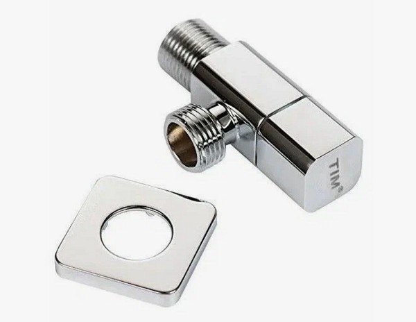 Кран угловой TIM с отражателем хромированный 1/2" - 3/4"